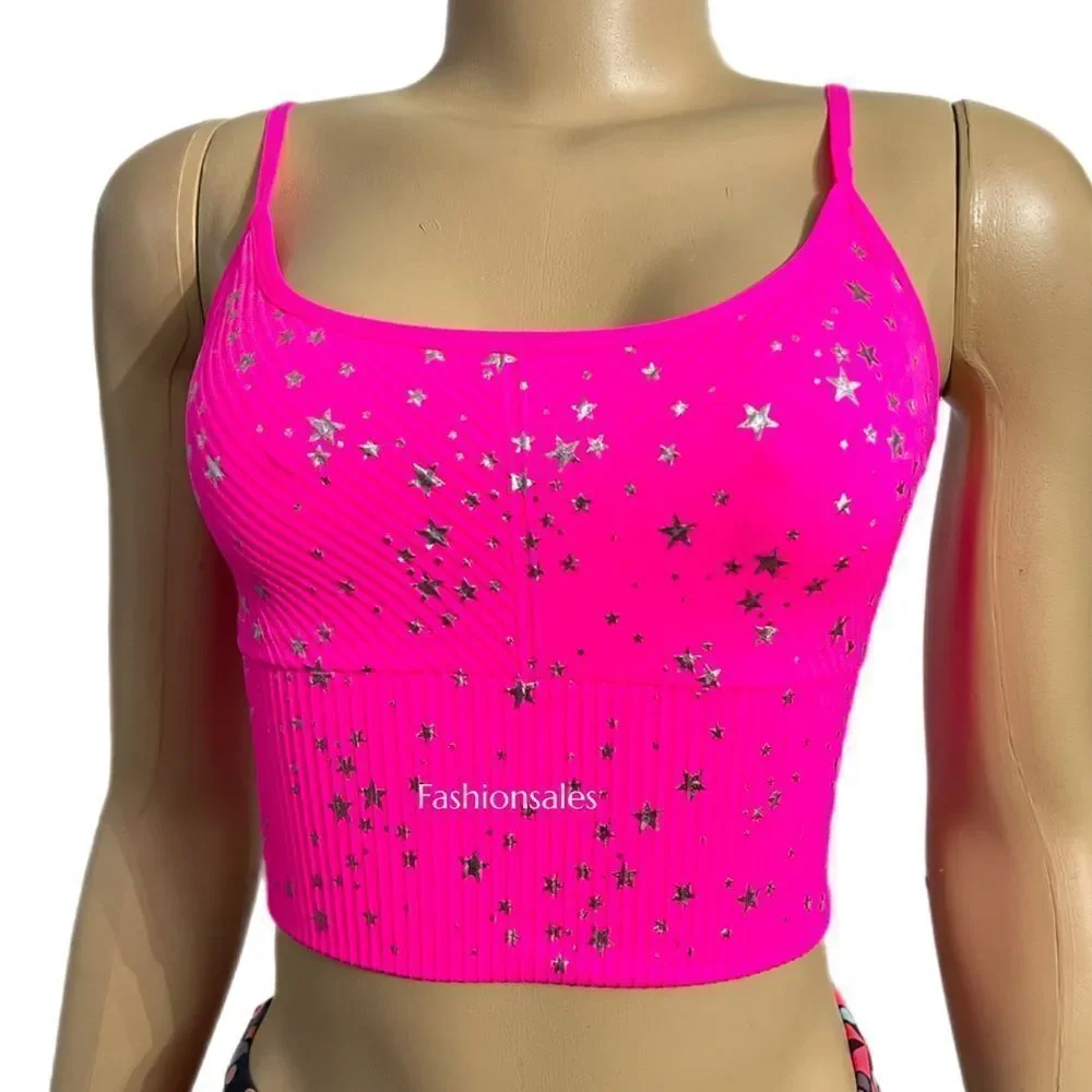 Victorias Secret PINK Active Seamless Sports Bra Lightly Padded longline pink S